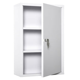 Kleankin Medicijnkast - Drie Lagen - Incl. Slot - 40.5 x 17.7 x 59.5 cm - Wit