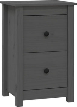 vidaXL - Nachtkastje - 40x35x61,5 - cm - massief - grenenhout - grijs