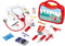 Klein Toys dokterskoffer - mobiele telefoon, stethoscoop, thermometer, reflexhamer, injectiespuit, pincet, otoscoop, doktersjas, verpleegstermuts, naamplaatje, pleister - rood grijs