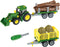 Klein Toys John Deere trekker - 1:24 - om te bouwen naar hout- of hooiwagen - groen geel