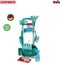 Klein Toys Leifheit speelgoedbezemwagen - dweil, emmer met opzetstuk, bezem, stoffer en blik - incl. schoonmaak accessoires - blauw groen