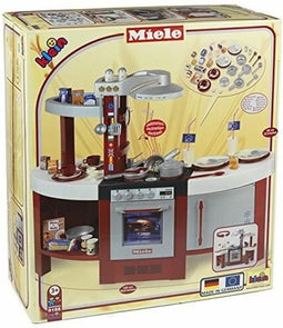Klein Toys Miele Gourmet International keuken - 120x95x43 cm - kookplaat, oven vaatwasser, spoelbak, levensmiddelen, kook- en eetgerei - incl. geluidseffecten - rood grijs