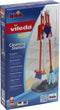 Klein Toys Vileda schoonmaakstation - stoffer, blik, bezem en dweil - incl. station voor ophangen en opbergen - 25x25x66 cm - rood blauw zwart