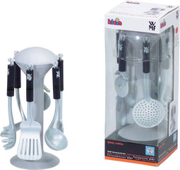 Klein Toys WMF bestekhouder - pizzasnijder, schuimspaan, bakschep, pasta-, meng-, en opscheplepel - duurzaam plastic - grijs zwart
