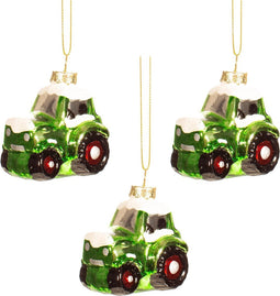 Kleine tractor kerstbal (set3) - Sass & Belle