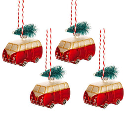Kleine VW-busjes (set4) kerstballen - Sass & Belle