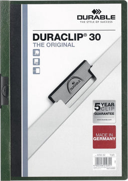 Klemmap Durable Duraclip A4 3mm 30 vellen donkergroen | 25 stuks