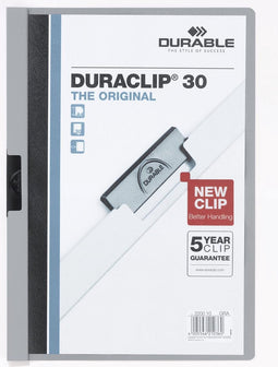 Klemmap Durable Duraclip A4 3mm 30 vellen grijs