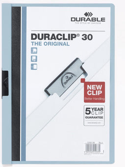 Klemmap Durable Duraclip A4 3mm 30 vellen lichtblauw | 25 stuks