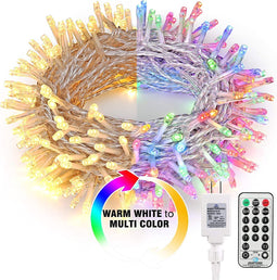 Kleur veranderende kerstverlichting, 115ft 300 LED Fairy String Lights, 11 Modes Warm White & Multicolor Kerstboomverlichting, Dimbare Plug-in Light met afstandsbediening voor Outdoor Indoor Xmas Decor