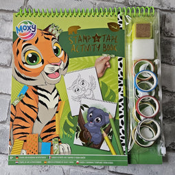 Kleurboek met washi tape, stempels en een stempel kussen wilde dieren