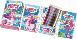 Kleurboekjes (2st.) met Potloden - Eenhoorn en Zeemeermin