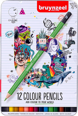 Kleurpotlood bruynzeel wit blik 12 st potloden