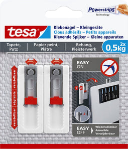 Klevende spijker Tesa voor kleine apparaten op behang en pleisterwerk 500gr - 8 stuks