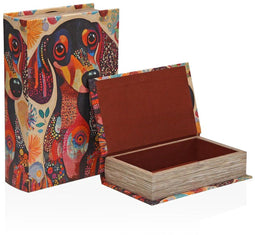 Versa - Decoratieve Doos - Boek Hond - Multicolour (2 stuks)