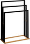 5Five Handdoeken ophang/drogen rek badkamer - zwart bamboe hout - 55 x 24 x 82 cm