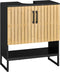 SoBuy BZR202-SCH - Badkast - MDF(E1) met bamboe deuren - Zwart/Natuur