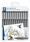 Staedtler - Fineliner pigment 308 ass schrijfbr zw
