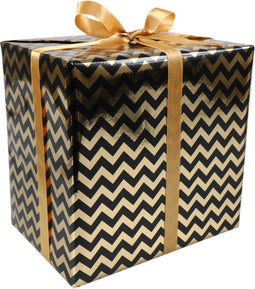 Klika - Cadeaupapier | 50cm | 200m | 60gr/m² | Chevron | zwart/goud
