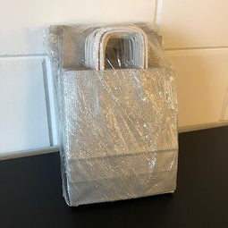 Klika - Draagtas papier -zilver- afm. 18x8x21cm - 5 stuks