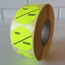 Klika - Etiket 35 mm fluor geel VAN VOOR - 20 stuks
