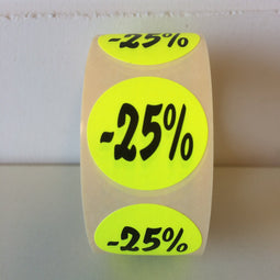 Klika - Etiket fluor geel 27mm -25% 500/rol AFNE - 30 stuks