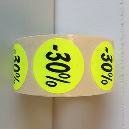 Klika - Etiket fluor geel 35mm 30% korting 1000