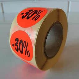 Klika - Etiket fluor rood 35mm 30% korting 500/r