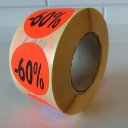Klika - Etiket fluor rood 35mm 60% korting 500/r