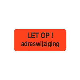 Klika - Etiket fluor rood 38x15mm Adreswijziging