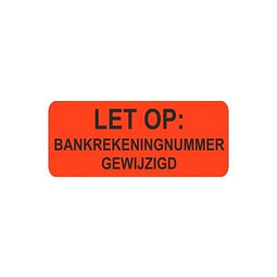 Klika - Etiket fluor rood 38x15mm Bankrekening - 20 stuks
