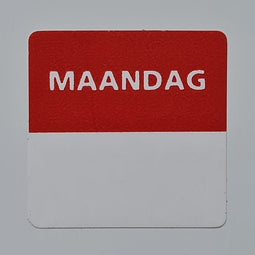 Klika - Etiket maandag wit/rood 25x25mm 500 stuk - 20 stuks