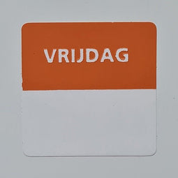 Klika - Etiket vrijdag wit/oranje 25x25mm 500 st - 20 stuks