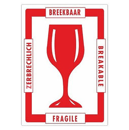 Klika - Etiket wit/rood 80x110mm Fragile glas