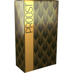 Klika - Flesdoos | Proost | karton + PE | 2 flessen | 190x95x330mm | zwart/goud | 10 stuks