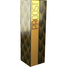 Klika - Flesdoos | Proost | kraftpapier + PE | 1 fles | 95x95x330mm | zwart/goud | 10 stuks