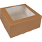Klika - Gebaksdoos | karton + PET | 21x21x9cm | met venster | bruin | 150 stuks