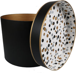 Klika - Geschenkdoos | Confetti | karton | 22cm | Ø30cm | zwart/goud | 1 stuks