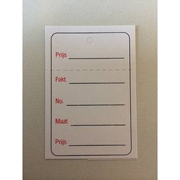 Klika - Hangetiket 40x60 mm bedrukt zwart + rood - 9 stuks