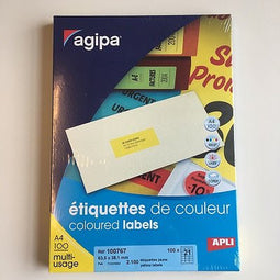 Klika - laser A4 etiketten 63,5x38,1mm geel - 4 stuks