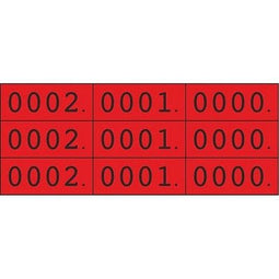 Klika - Schoen-gelijkheidsnr rood 3x nr 000-999 - 9 stuks
