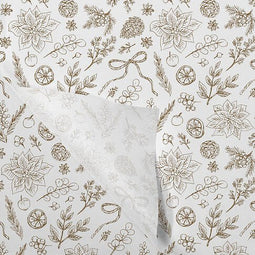 Klika - Zijdevloei | 70x50cm | Botanical | papier | wit/goud | 100 stuks
