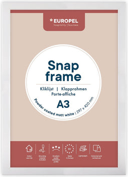 Kliklijst Europel - Posterlijst - A3 - 29,7 x 42 cm - 25mm frame - Mat wit