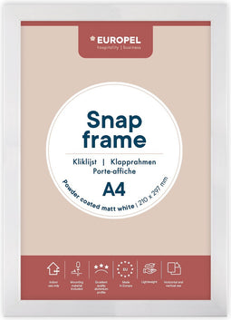 Kliklijst Europel - Posterlijst - A4 - 21 x 29,7 cm - 25mm frame - Mat wit
