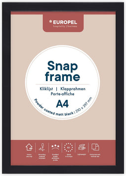 Kliklijst Europel - Posterlijst - A4 - 21 x 29,7 cm - 25mm frame - Mat zwart