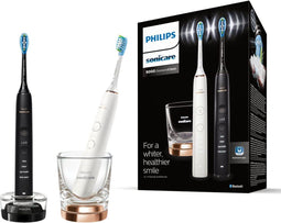 Philips Sonicare Diamondclean HX9914/57 - Elektrische tandenborstel - 10x meer plakverwijdering - Wit en zwart (2 stuks)