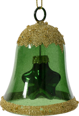 Klok glas l6.2b6.2h7.5 cm dengroen kerst