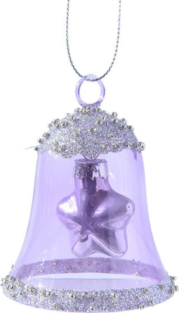 Klok glas l6.2b6.2h7.5 cm klila kerst