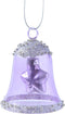 Klok glas l6.2b6.2h7.5 cm klila kerst