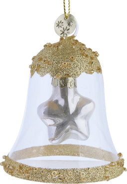 Klok glas l6.2b6.2h7.5 cm parel kerst